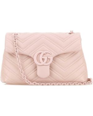 Gucci Nappa Leather Small Gg Marmont Shoulder Bag - Pink