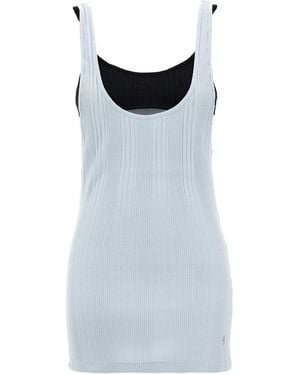The Attico Logo Ribbed Top - Blue