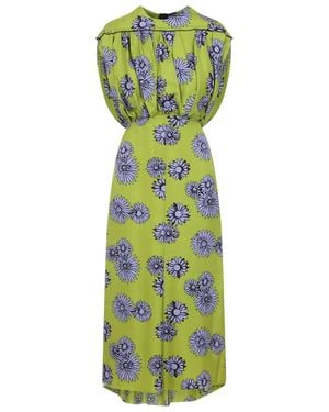 Lanvin Printed Draped Top Dress - Green