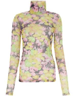 Dries Van Noten Printed Mesh Top - White