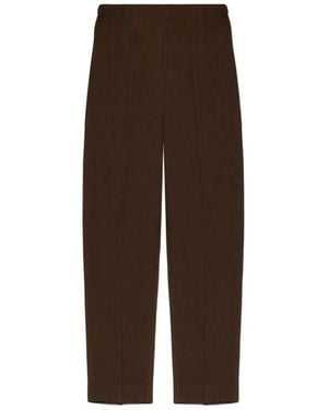 HOMME PLISSÉ Homme Plisse Homme Plisse Issey Miyake Tuxedo Pleated Pants - Brown