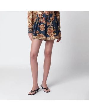 Zimmermann Aster Relaxedfit Silk Shorts - Blue