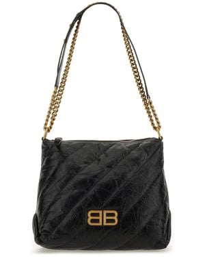 Balenciaga Crush Hobo S Leather Bag - Black