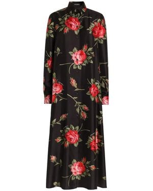 Dolce & Gabbana Dolce & Gabbana Rose Bouquet Print Twill Long Dress - Red