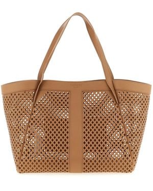 Twinset Twin Set Openwork Leather Shopping Bag - Brown