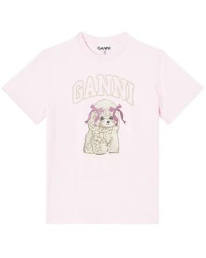 Ganni Organic Cotton T-Shirt - Pink