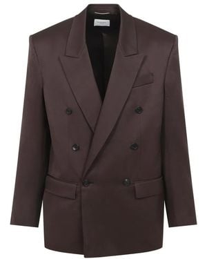 Saint Laurent Chocolat Double-Brestaed Jacket - Brown