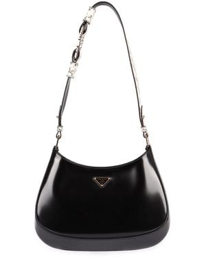 Prada Cleo Leather Shoulder Bag - Black