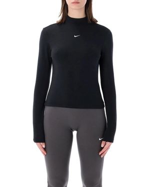 Nike Slim Mock Neck Long Sleeve T-Shirt - Blue