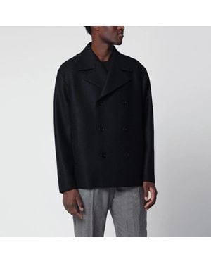 Harris Wharf London Short Doublebreasted Wool Coat - Black