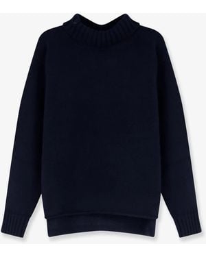 Bottega Veneta Wool Turtleneck Jumper With Ribbed Collar And Cuffs - Blue