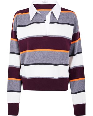 Mrz Striped Sweater With Polo/Shirt Collar - Blue