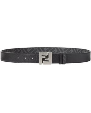 Fendi Ff Rev Leather Belt - White