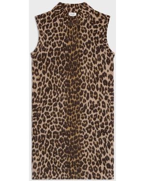 Celine Leopard Cashmere Mini Dress - Brown