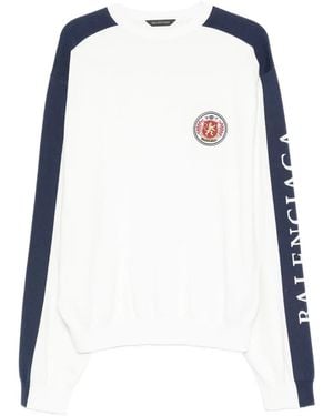 Balenciaga Sweater With Embroidered Logo - Blue