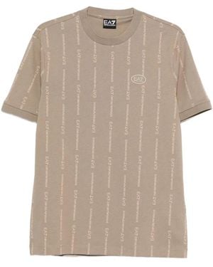 EA7 Logo-Striped T-Shirt - White