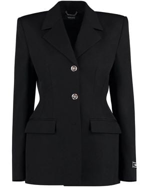 Versace Wool Single-Breasted Blazer - Black