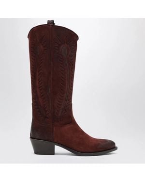 Sartore Suede Frida Western Boot - Brown