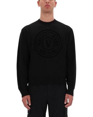 Versace Jeans Couture Jersey With V-Emblem - Black