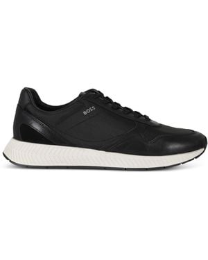 BOSS Leather Fabric Sneakers - Black