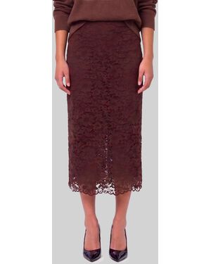 SUTTON NEW YORK Lace Midi Skirt - Red