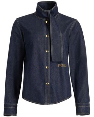 Patou Ascot Collar Blouse - Blue