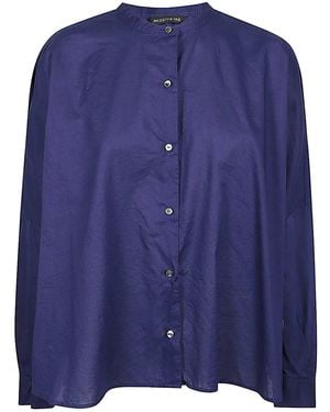 MIZUIRO Embroidered Cotton Shirt - Blue