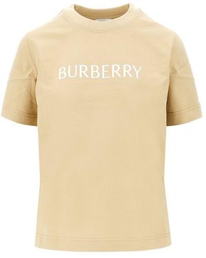 Burberry Logo Print T-Shirt - Natural