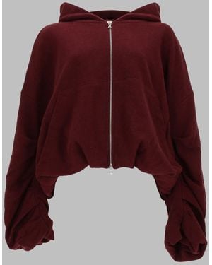Dries Van Noten Zip-Up Cotton Sweatshirt Sweatshirts - Red