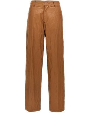 Nude Leather-Effect Pants - Brown