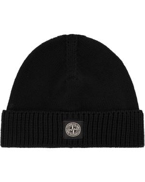 Stone Island Cotton Cap With Logo - Black