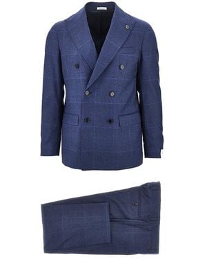 BRERAS Milano Novara Prince Of Wales Tailored Suit - Blue