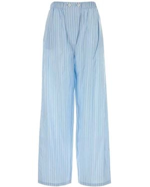 Prada Embroidered Silk Pyjama Pant - Blue