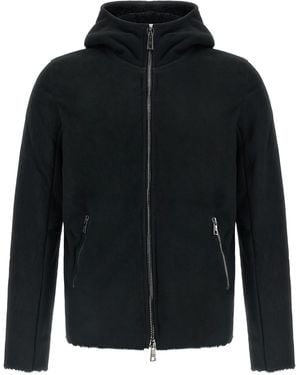 Giorgio Brato Velour Leather Hoodie - Black