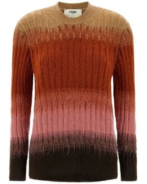 Fendi Ombre Wool Crewneck Sweater - Brown