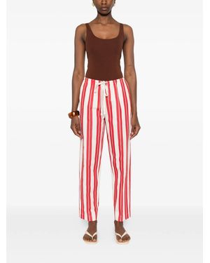 forte_forte Striped Drawstring Trousers - Red