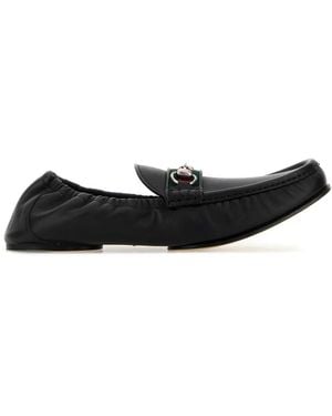 Gucci Leather Upper And Sole Moccasin - Black
