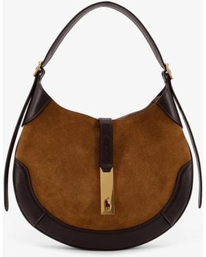 Polo Ralph Lauren Suede And Leather Shoulder Bag - Brown