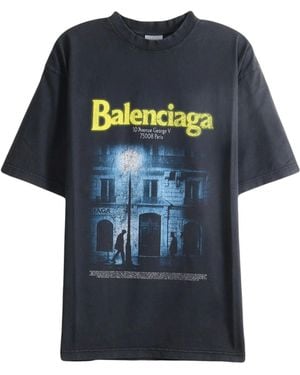 Balenciaga Feaded Washed Medium Fit T-Shirt - Blue