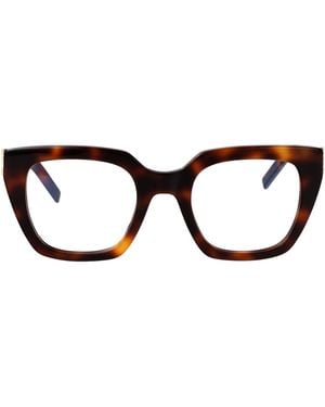 Saint Laurent Havana-Havana-Transparent Recycled Acetate Glasses - Black