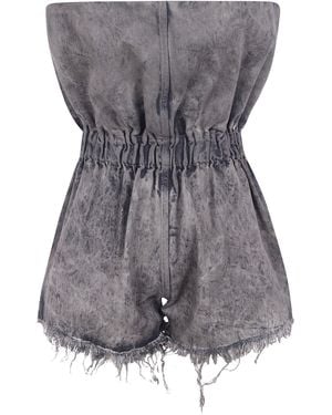 Rick Owens Denim Crater Shorts - Gray