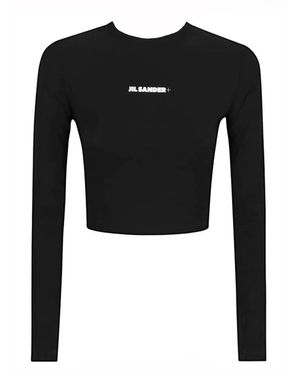 Jil Sander Cropped Top With Logo - Black