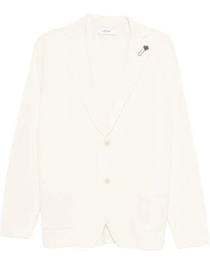 Lardini Notched Front Pocket Sweater - White