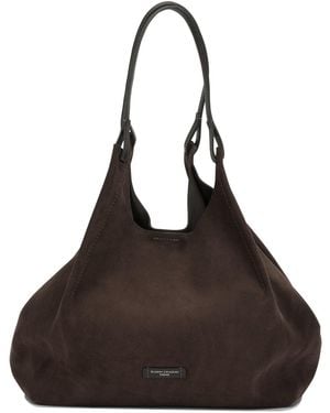 Gianni Chiarini Cow Leather Polyester Polyurethane Cotton Shoulder Bags - Black