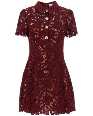 Self-Portrait Floral Lace Dress - Red