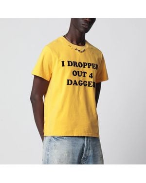 DAGGER Distressed I Dropped Out For Tshirt - Yellow
