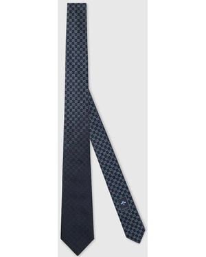 Gucci Gg Jacquard Silk Tie - Blue