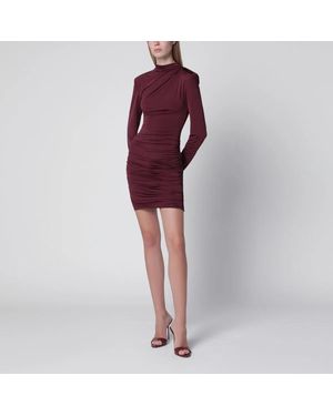 ROTATE BIRGER CHRISTENSEN Burgundy Draped Mini Dress - Purple