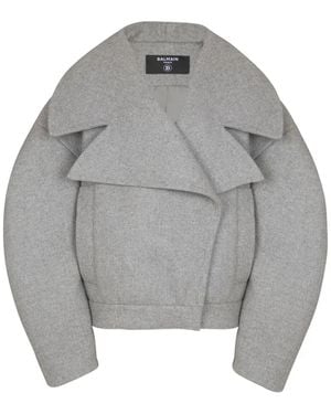 Balmain Wool Caban - Grey