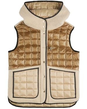 Fay Quilted Teddy Mix Vest - Natural
